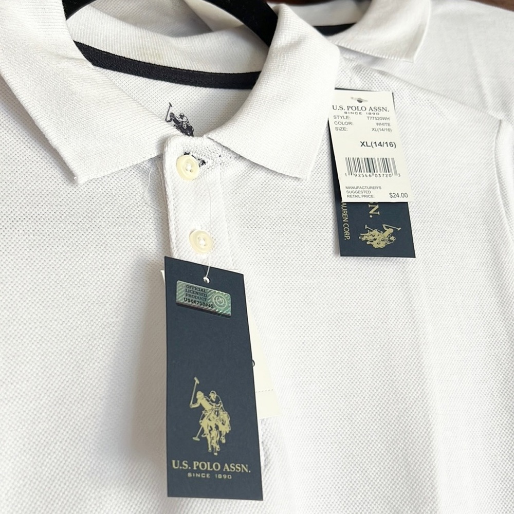 U.S. POLO ASSN. NWT 2 White Polo Shirt Size XL(14/16)